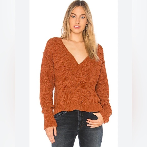 Free People Coco V-Neck Sweater in Terracotta‎ Small - Picture 1 of 11